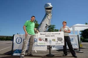 The event hosted a four metre T-Rex made out of WEEE